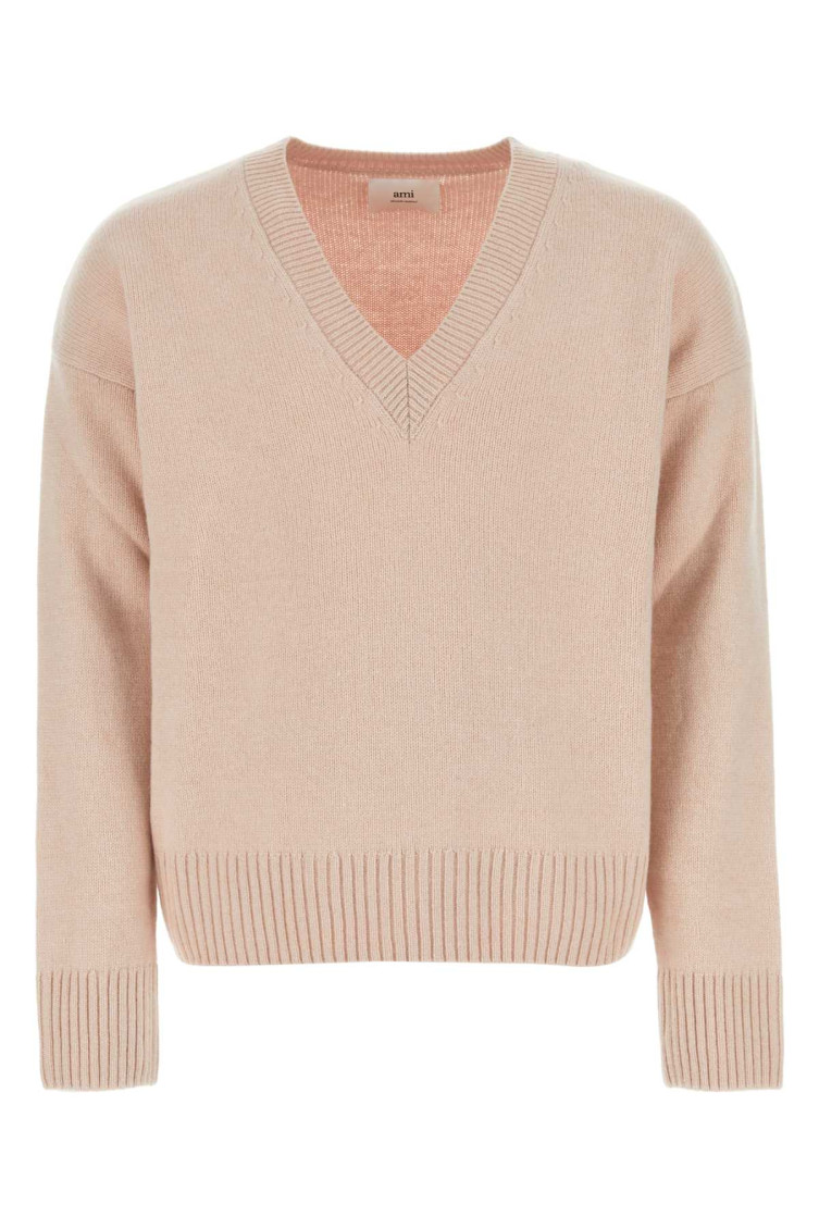 Shop Ami Alexandre Mattiussi Antiqued Pink Wool Blend Sweater