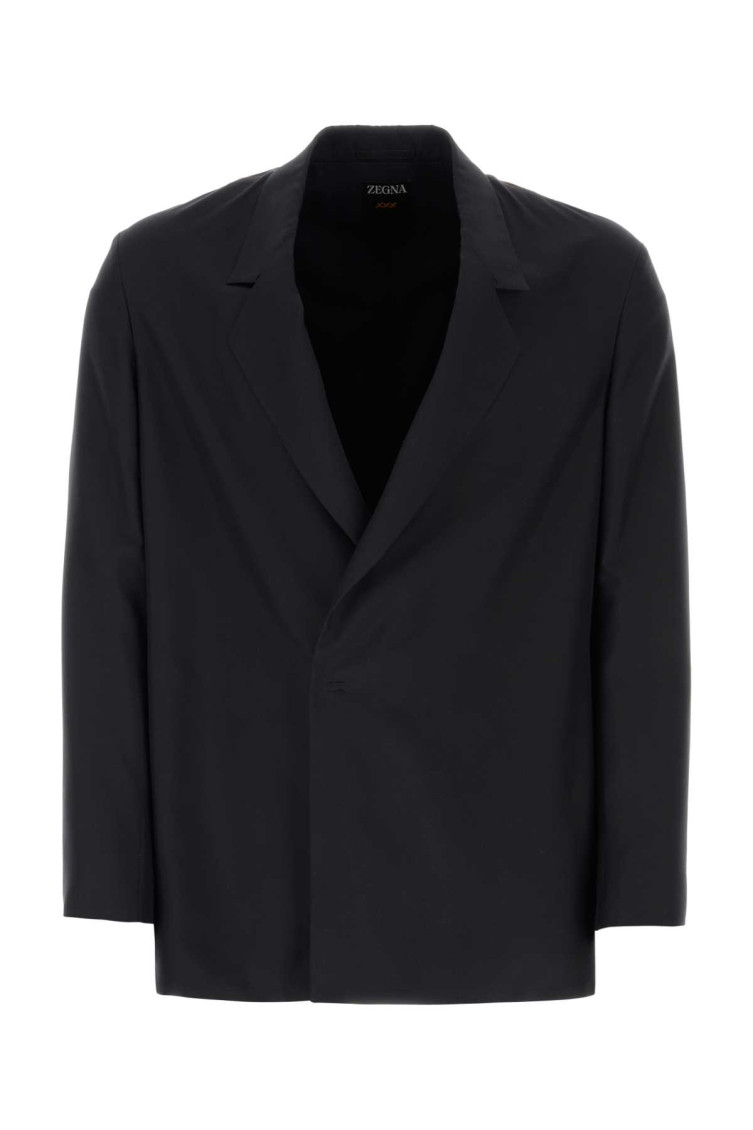 Zegna Giacca In Seta Nera Uomo In Black