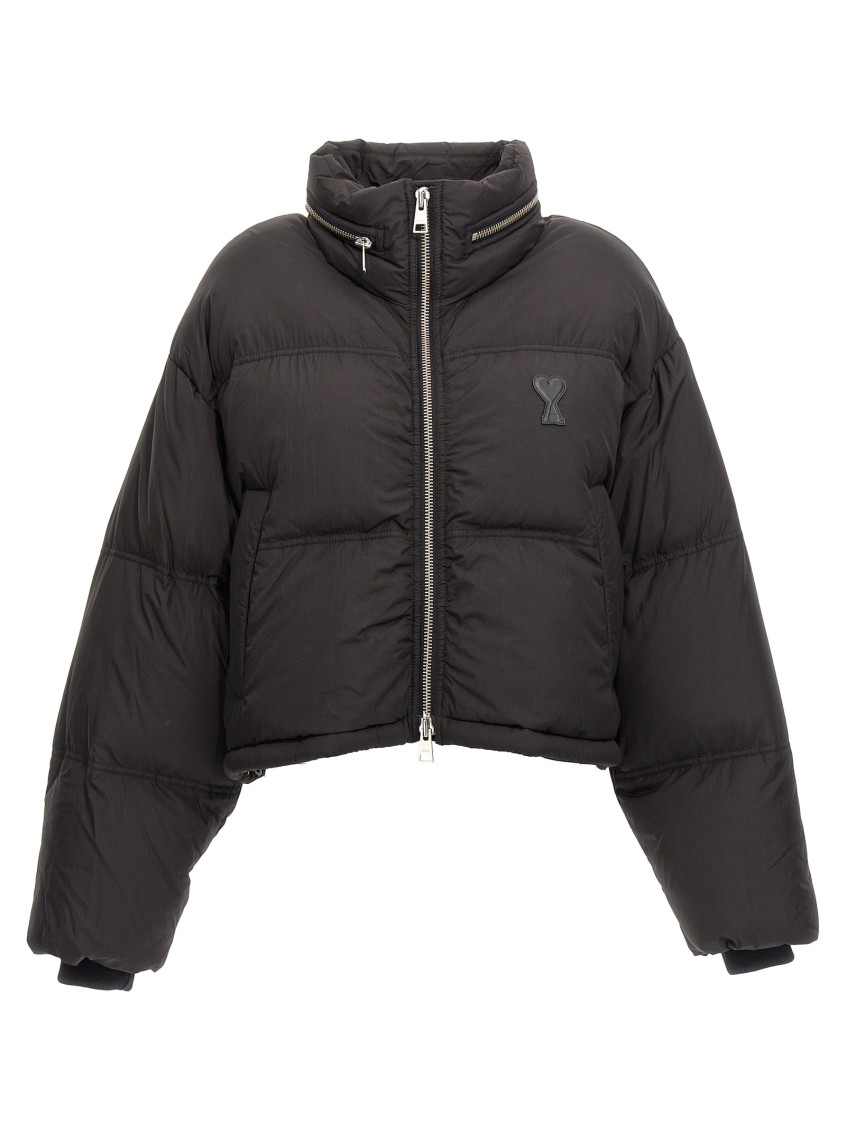 Ami Alexandre Mattiussi Ami Paris Ami De Coeur Black Down Jacket In Black