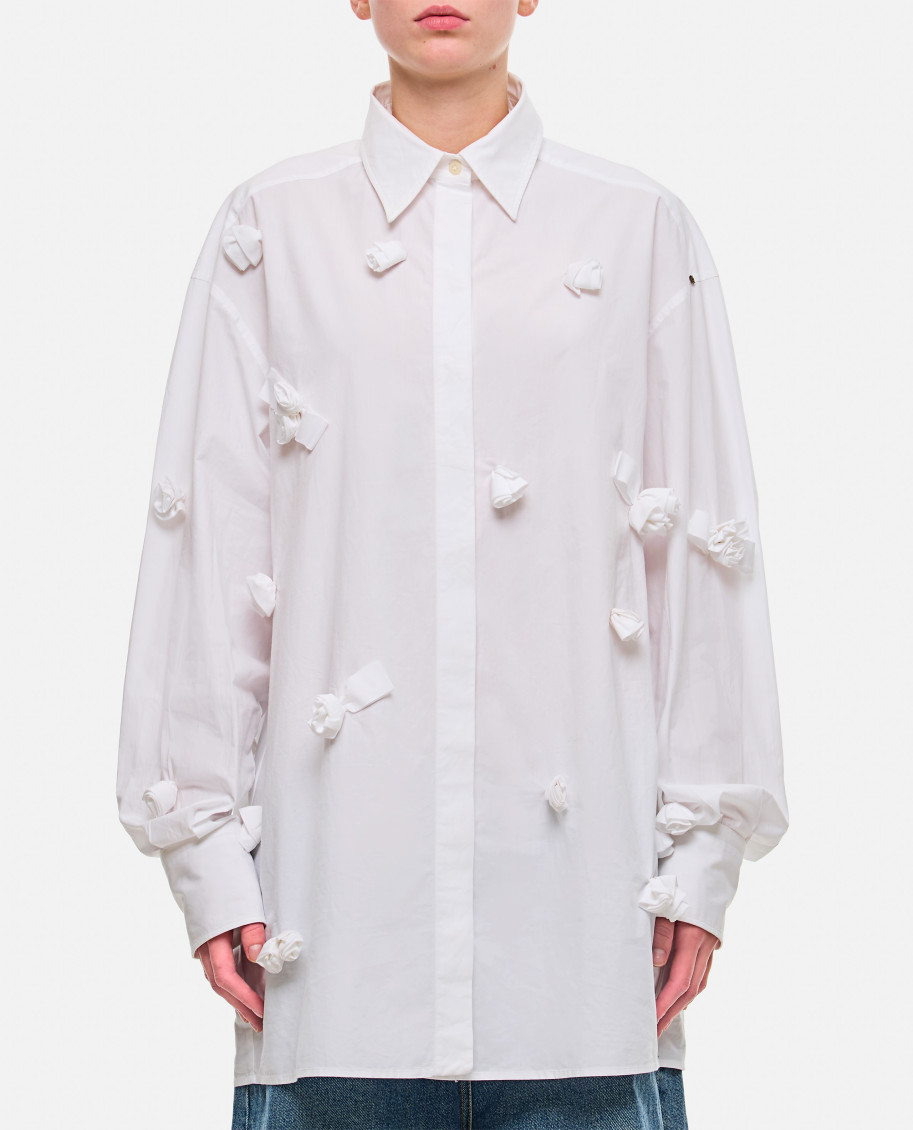 Sportmax Floral-appliqué Cotton Shirt In White