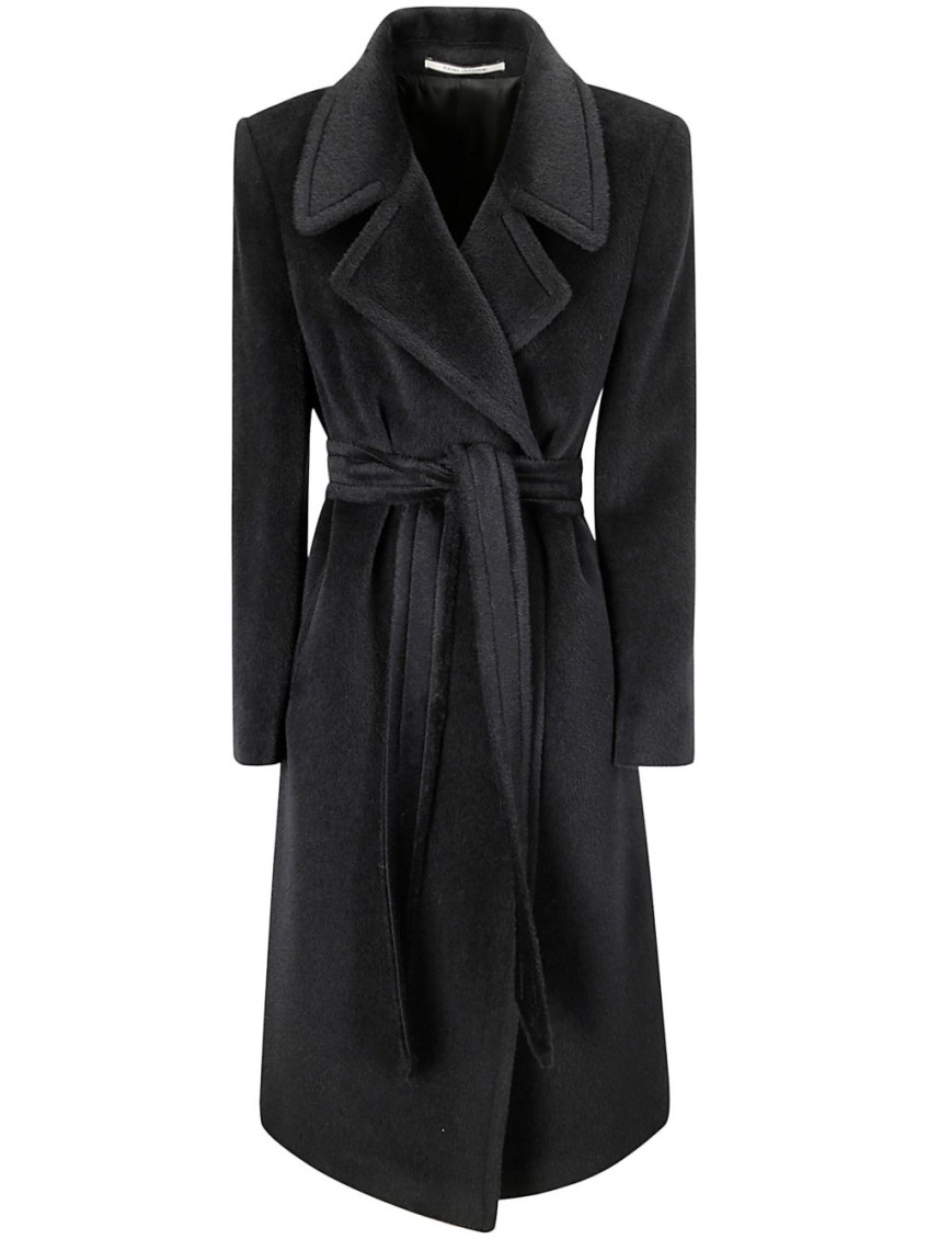Tagliatore Black Long Wool Coat In Black