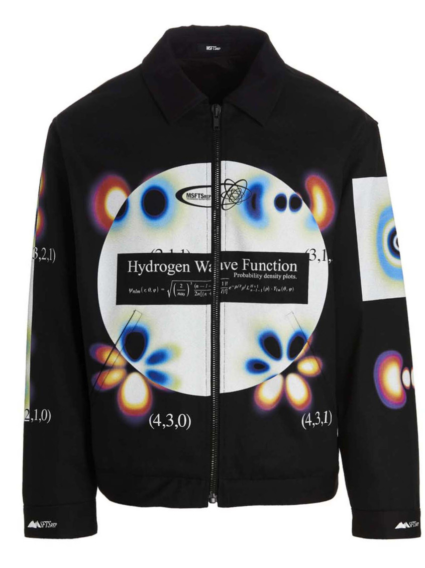 Msftsrep Cootn Twill Hydrogen Wave Jacket With Gradient Print In Black