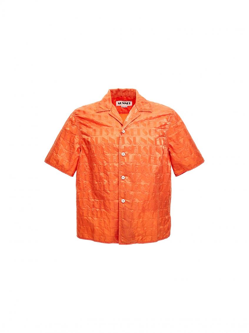 Shop Sunnei Orange Logo Shirt