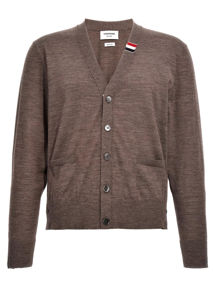 Thom Browne Cardigan Rwb In Brown
