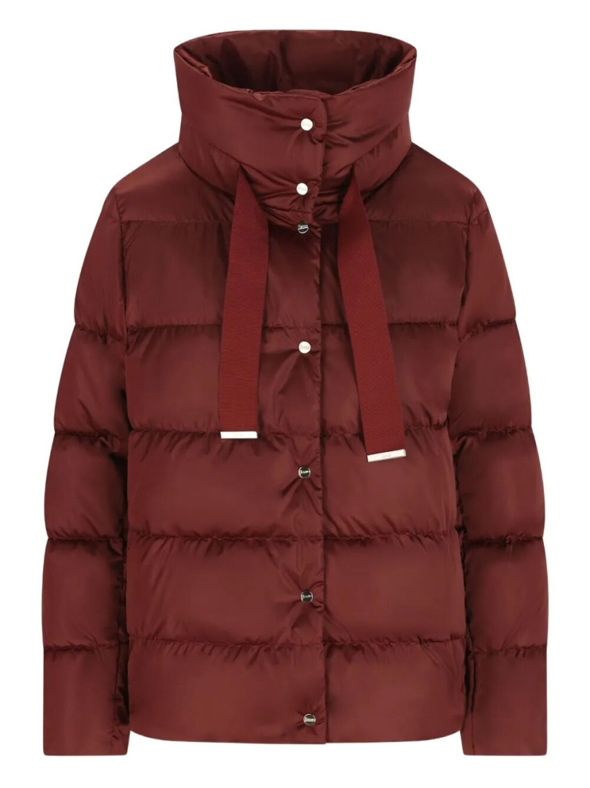 Herno Shiny Satin Cape Down Jacket Clothing In Red