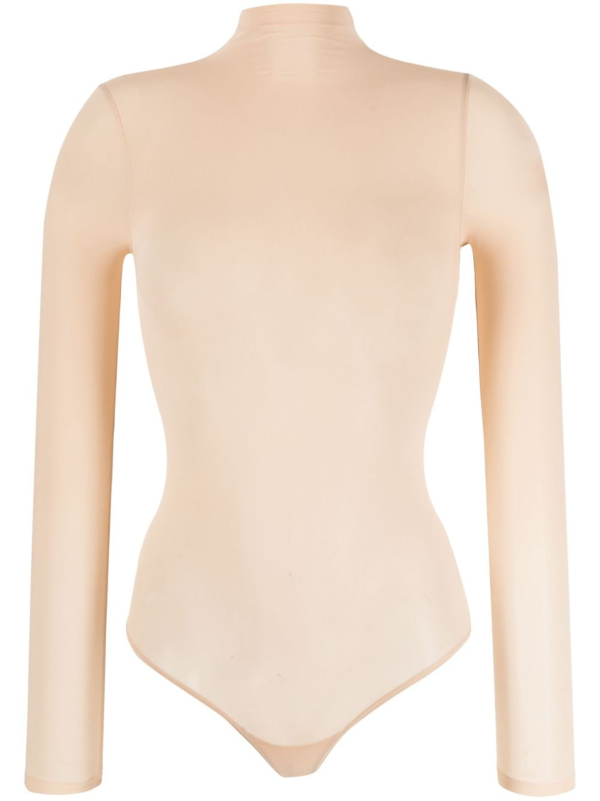 Wolford Buenos Aires String Semi-sheer Bodysuit In Neutral