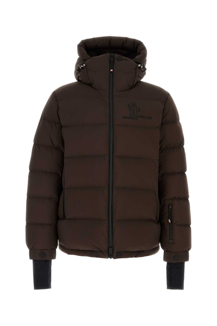 Moncler Chocolate Nylon Isorno Down Jacket In Brown