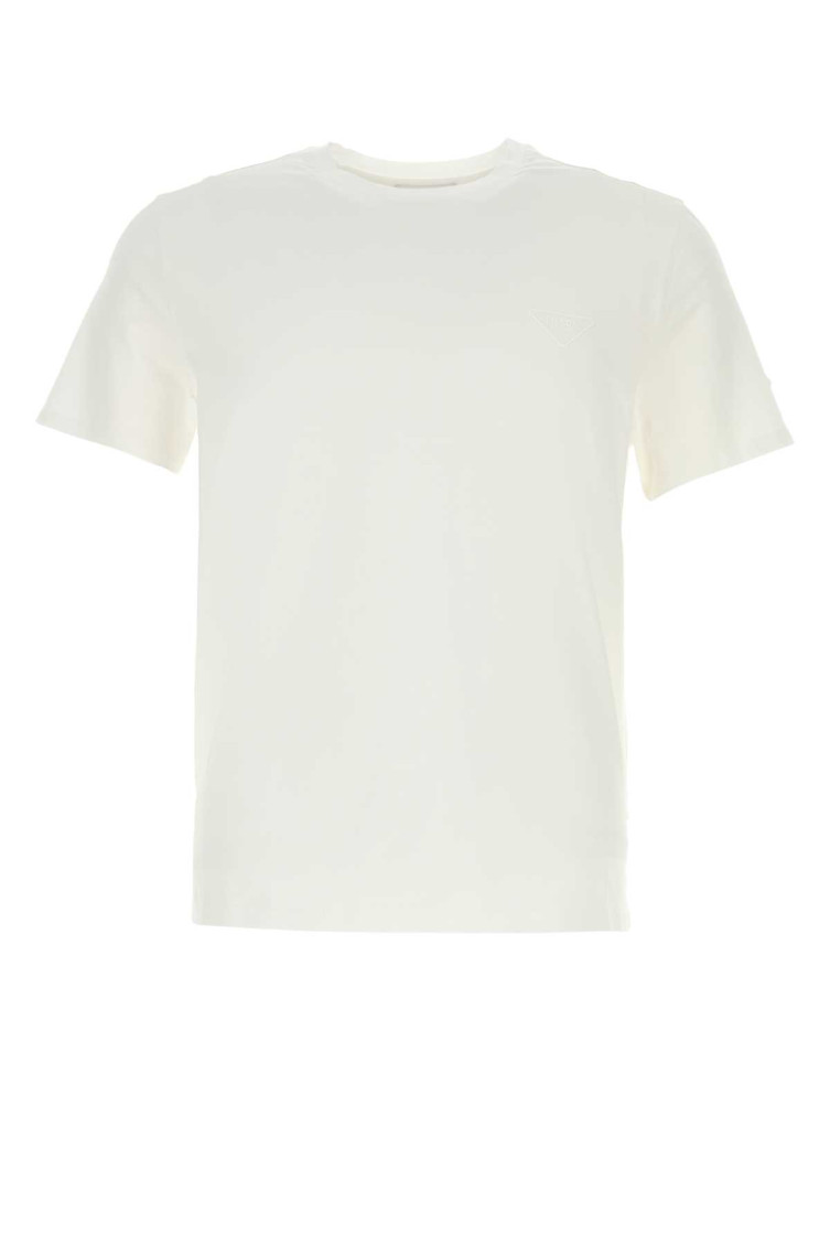 Prada Crew Neck Short Sleeve Fitted T-shirt In White