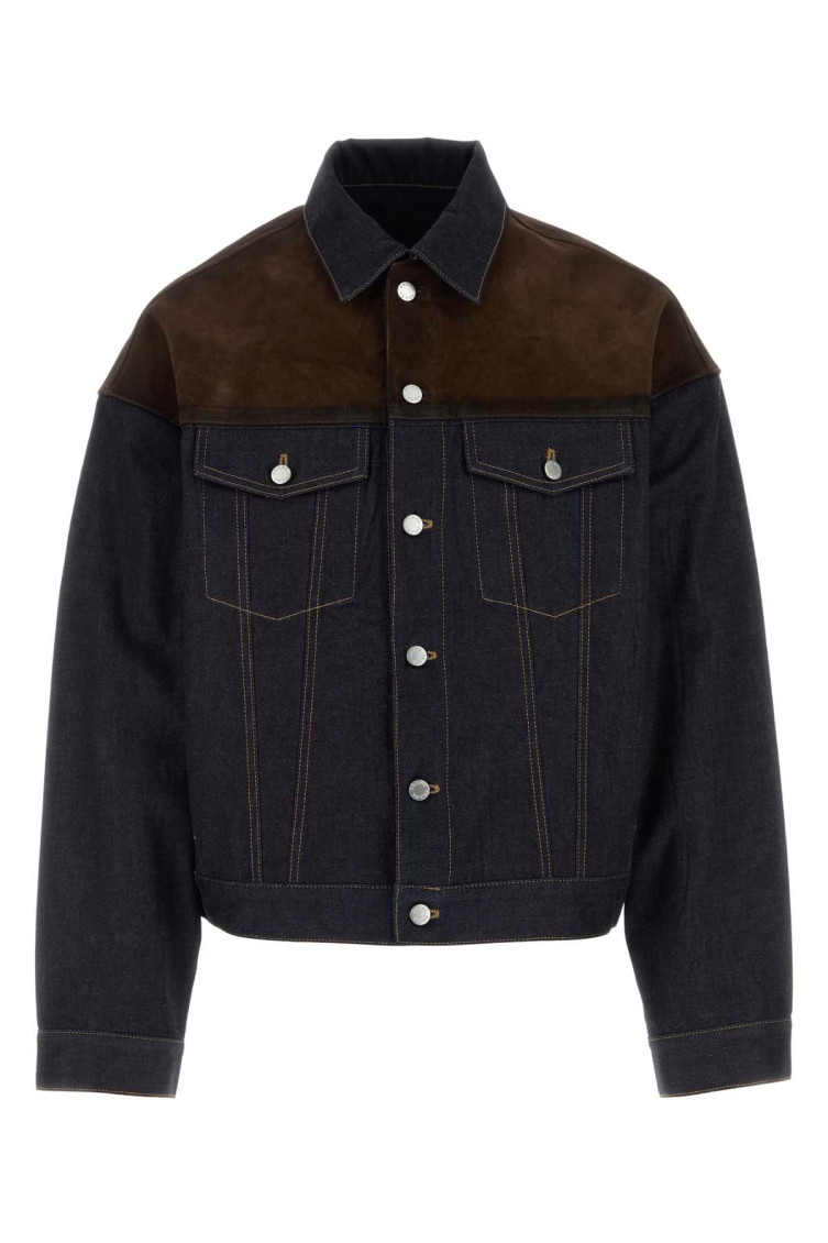 Prada Denim Jacket With Long Sleeves And Chest Pockets In Black