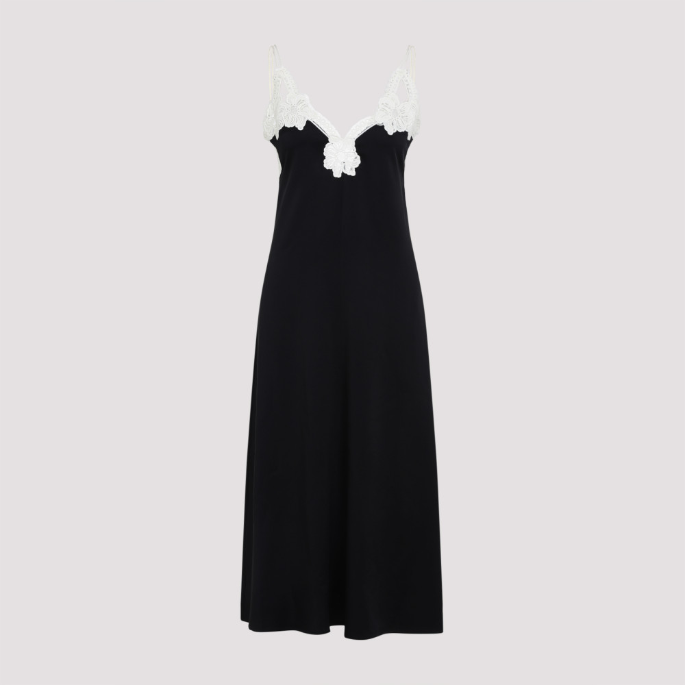 Shop Jil Sander Black Embroidered Midi Dress