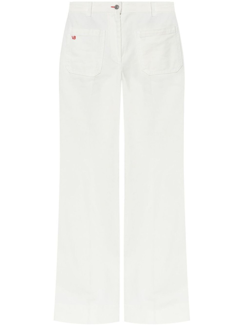 Shop Victoria Beckham White Alina Flared Leg Jeans