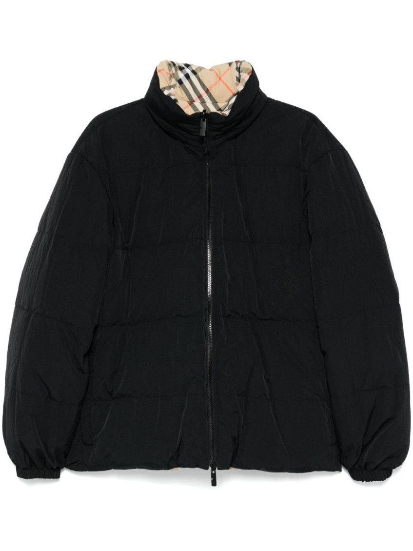 Shop Burberry Black Reversible Puffer Jacket