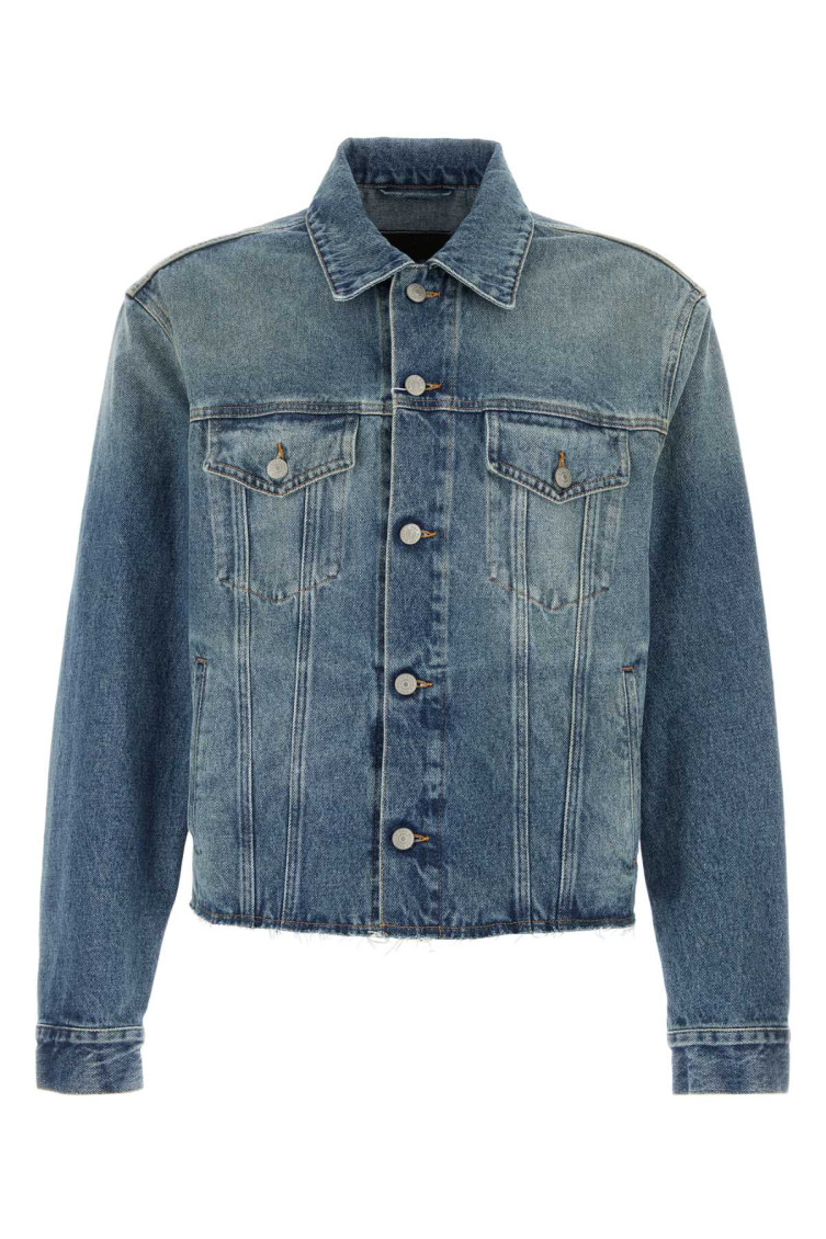 Mm6 Maison Margiela Denim Jacket With Long Sleeves And Chest Pockets In Animal Print