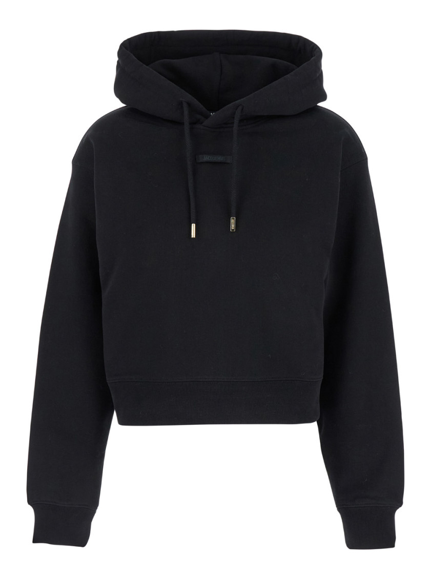 Jacquemus The Gros Grain Drawstring-hood Sweatshirt In Black