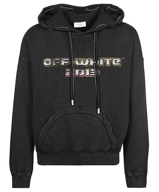 Off-white Off White Cotton Hoodie In Black