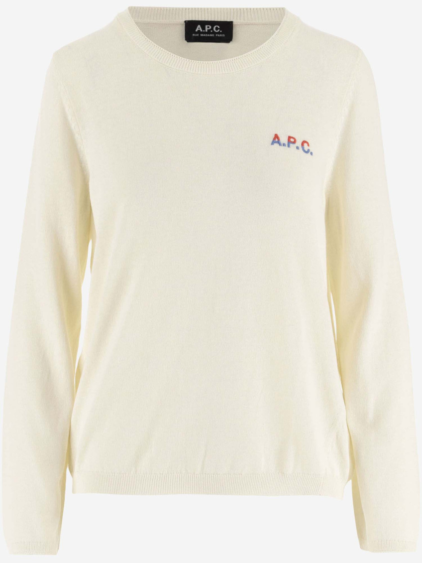 Apc Off-white Embroidered Sweater In Beige