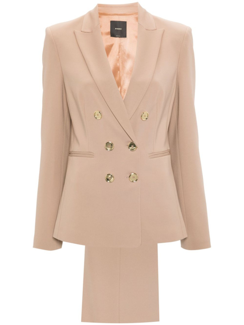 Pinko Double-breasted Suit In Brown