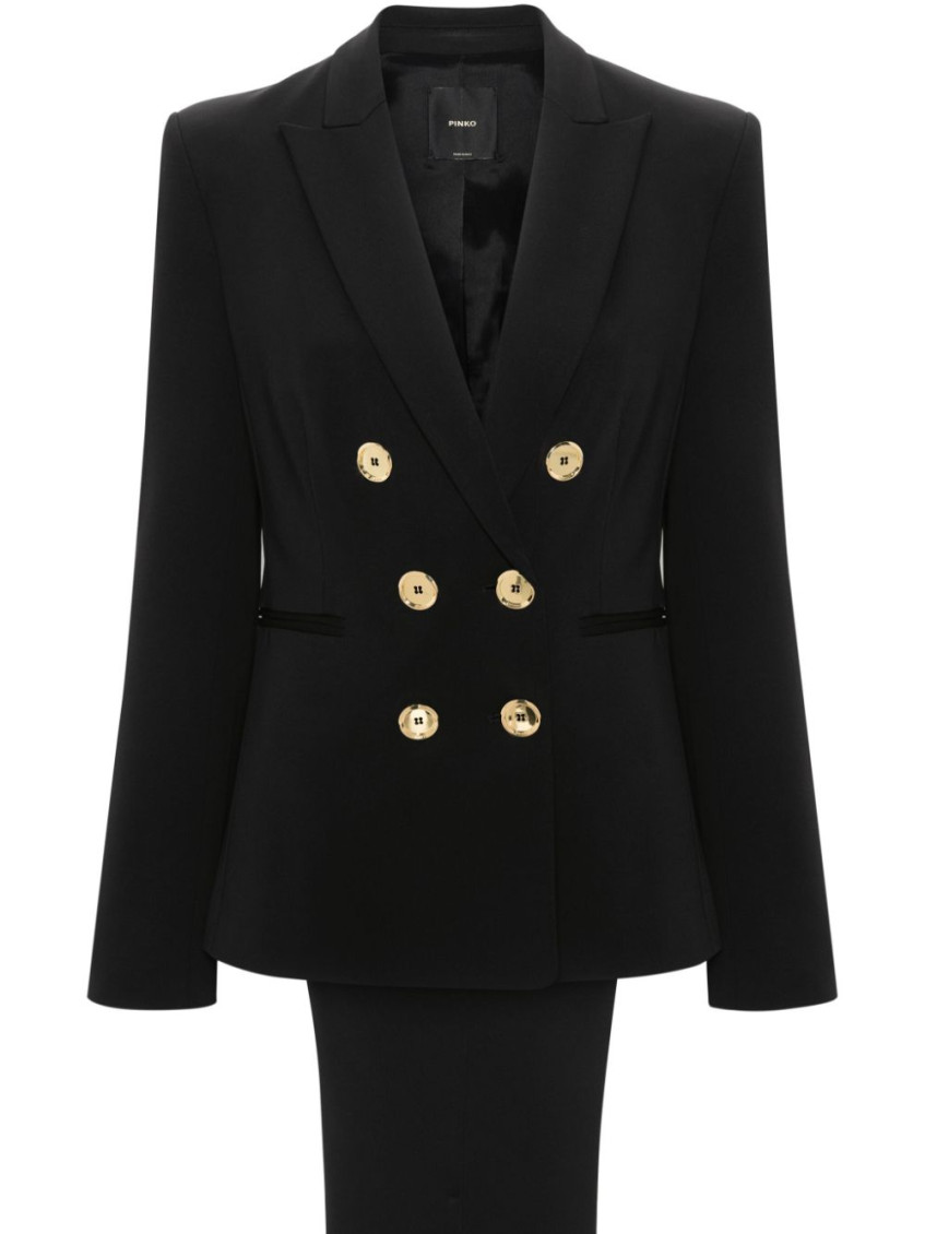 Pinko Double-breasted Suit In Black