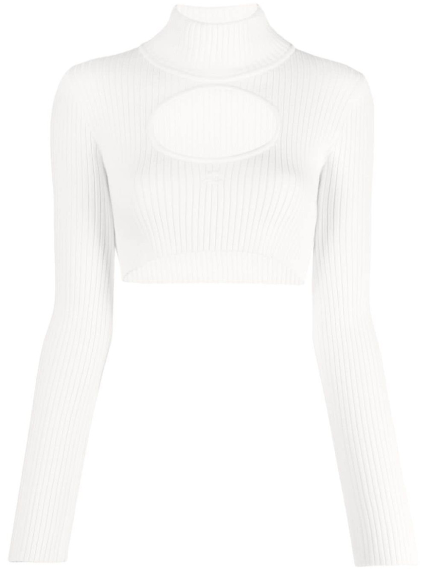 Shop Courrèges White Cut-out Jumper