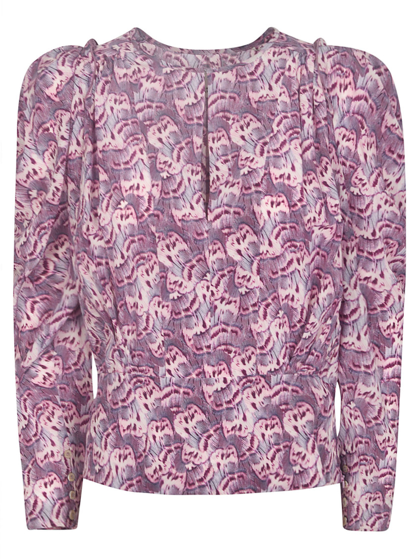 Isabel Marant Zarga Printed Silk Top In Purple