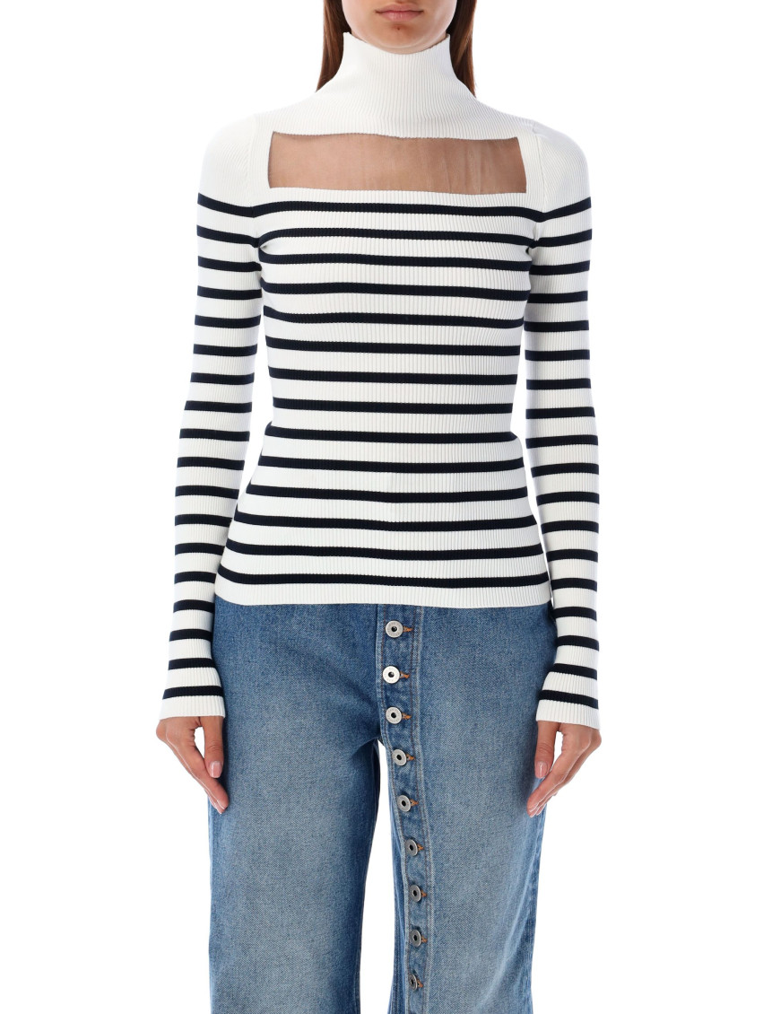 Jean Paul Gaultier White Striped Sweater
