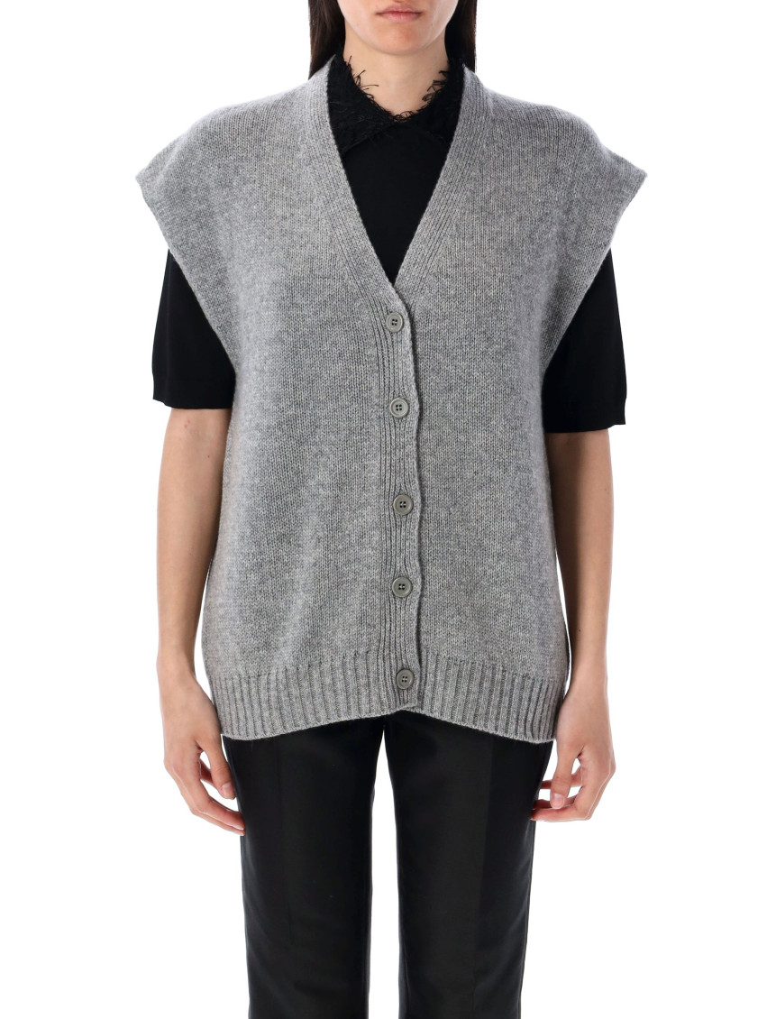 Fabiana Filippi Knitwear V-neck Sleeveless Cardigan In Gray