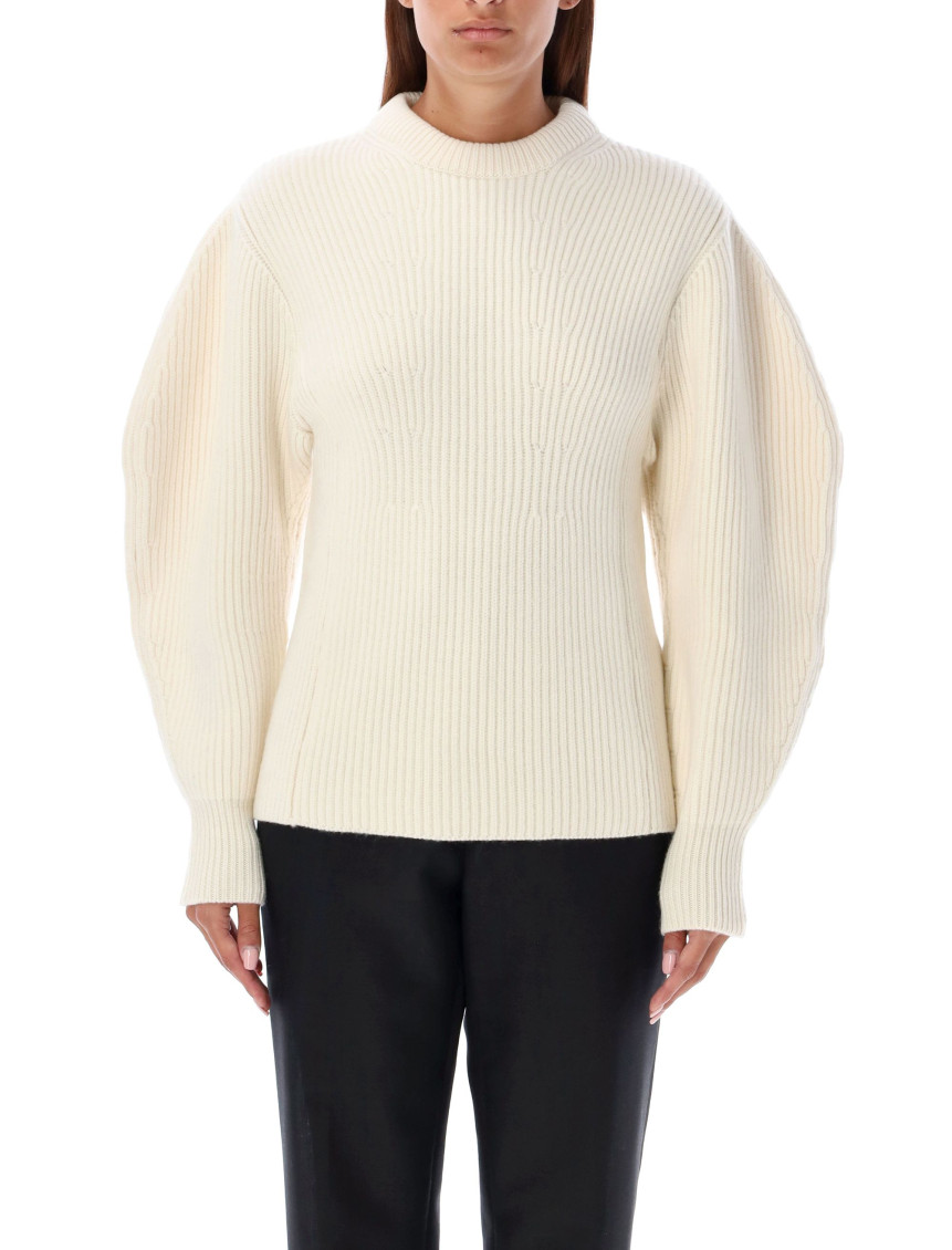 Jil Sander Baloon Sleeve Fisherman Sweater In Neutral