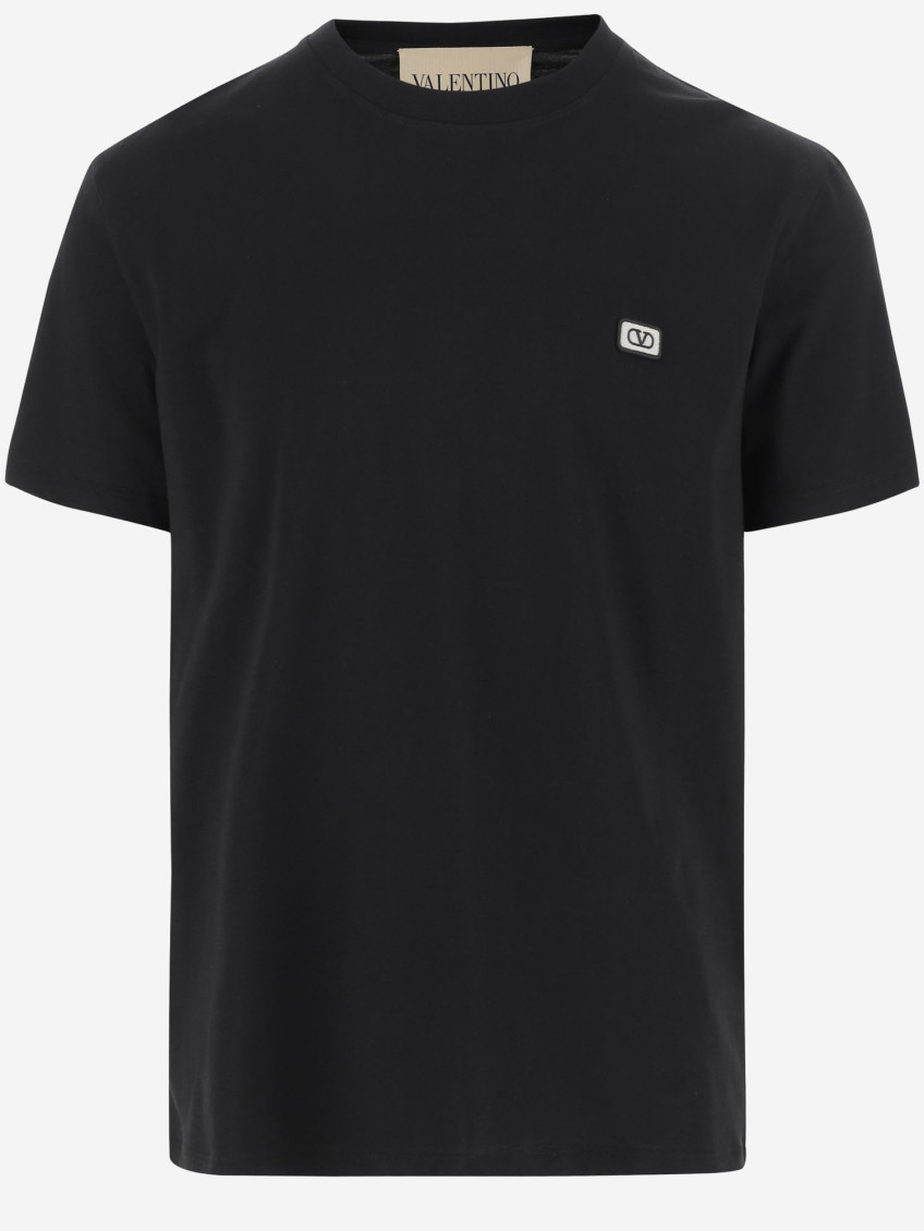 Valentino T-shirt With Signature Vlogo In Black