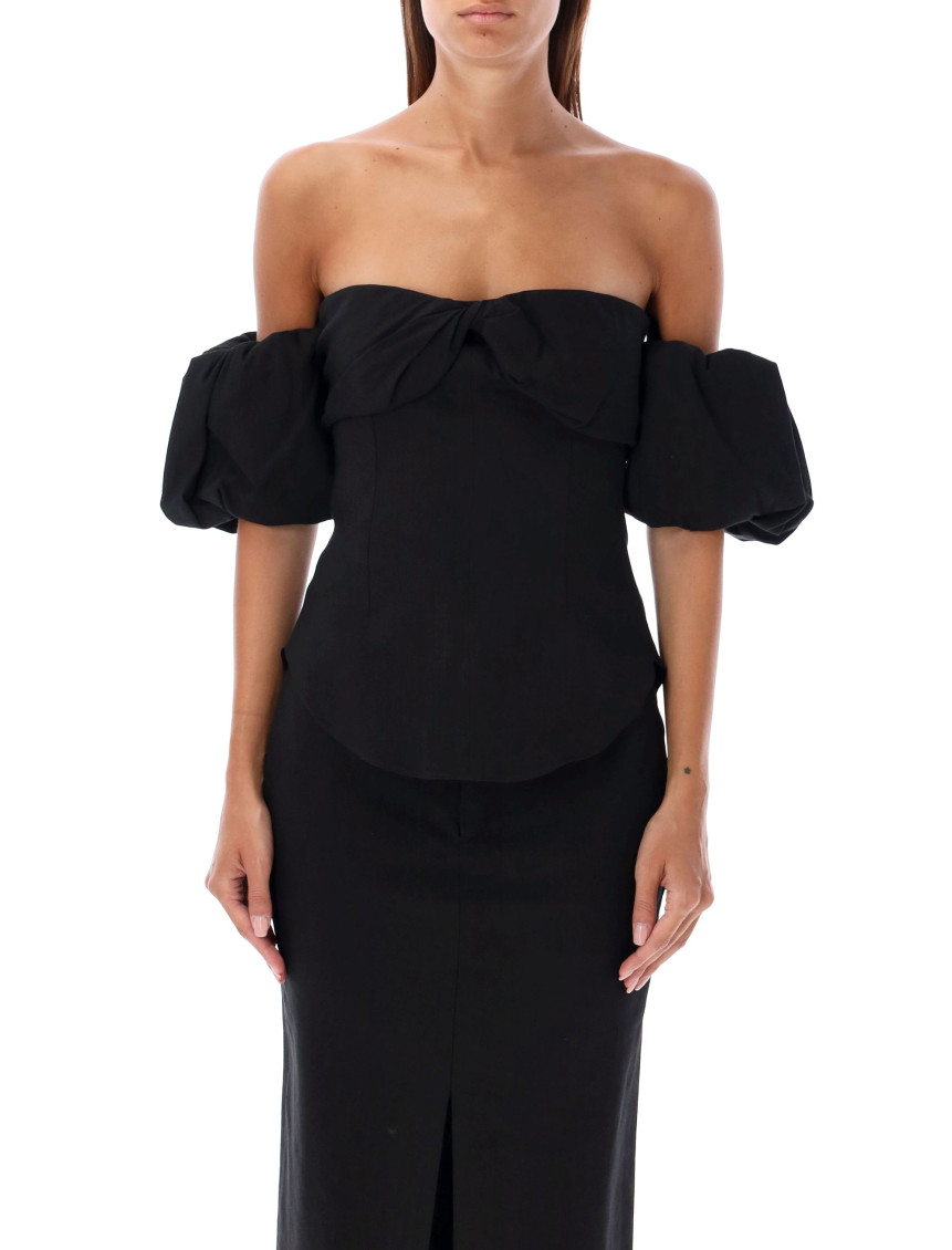 Isabel Marant Daniela Convertible Off-the-shoulder Hemp-blend Top In Black