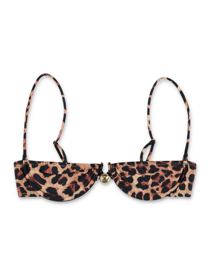 Reina Olga Adjustable Straps Gold-tone Underwire Tie-side Bikini In Black