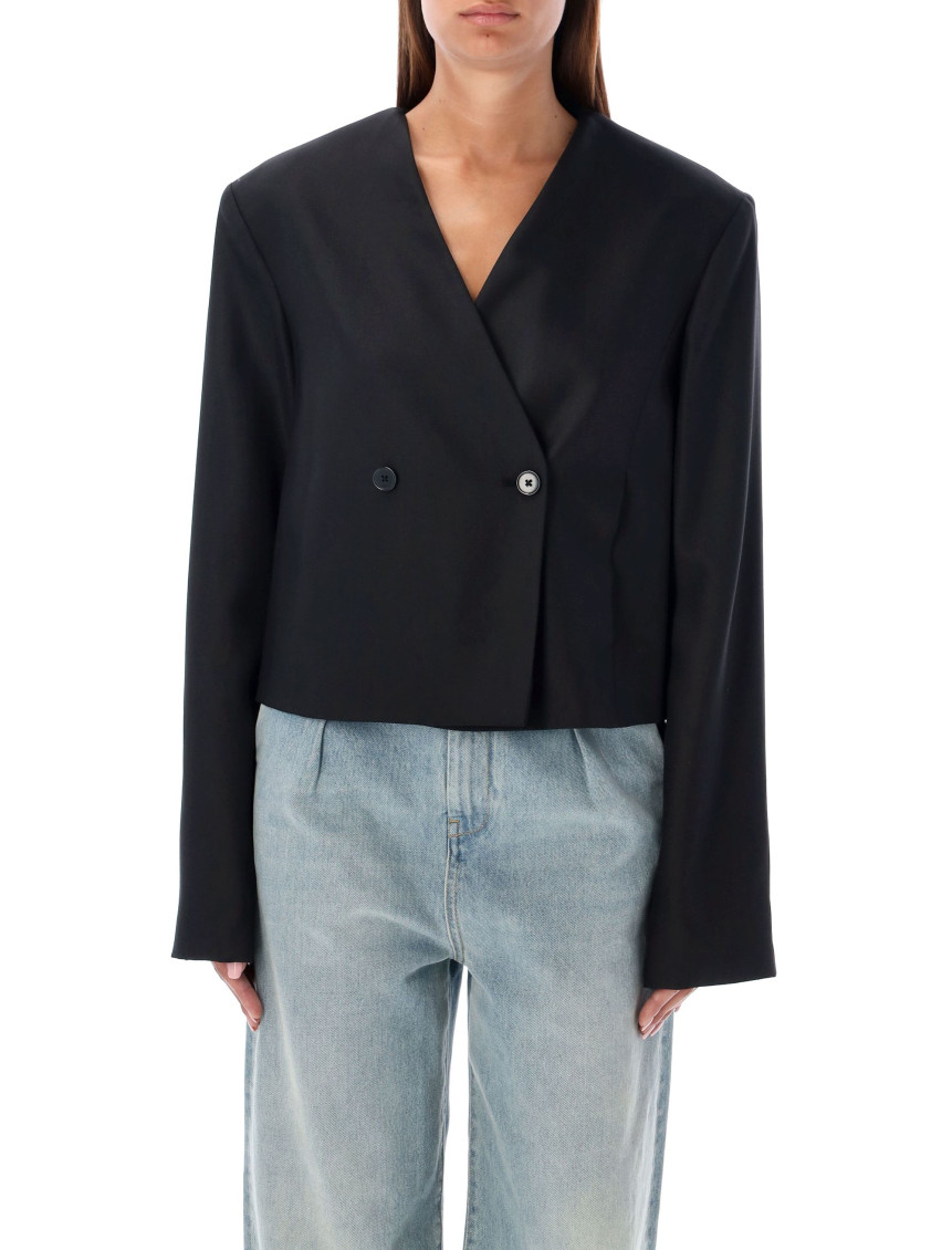 Loulou Studio Cropped Blazer Button Detailing In Black