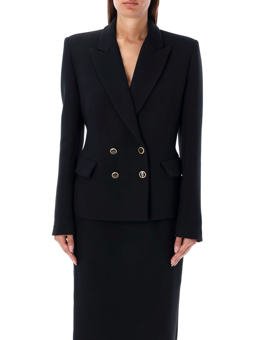 Alessandra Rich Oversized Double-bre In Black