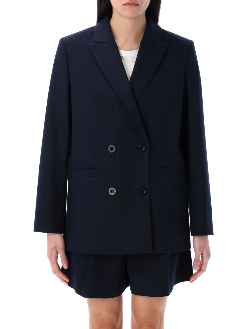 Apc Button Detailing Double-breasted Blazer In Blue