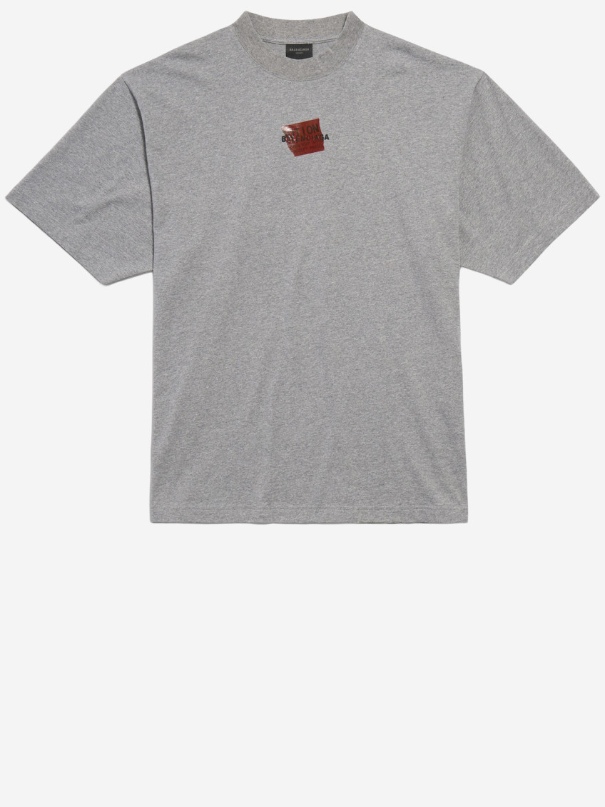 Balenciaga Short Sleeves Cotton Tee In Gray