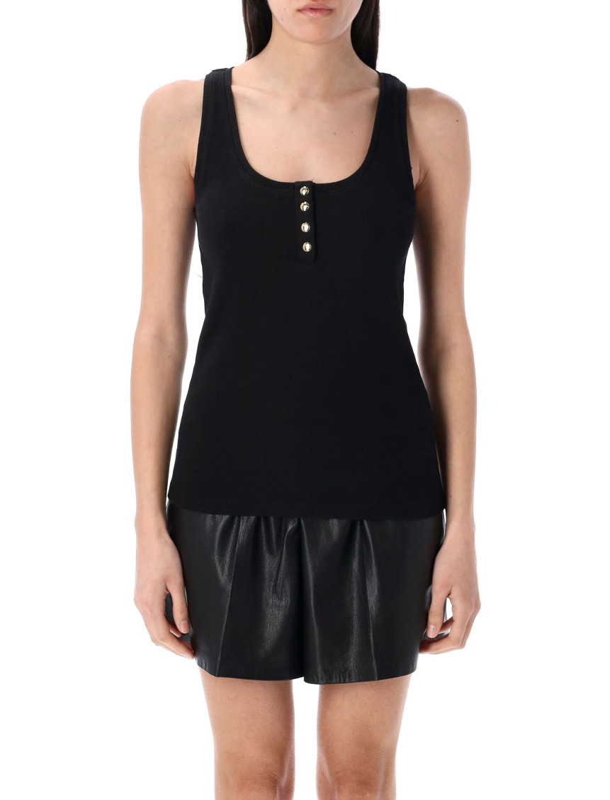 Anine Bing Alessia Scoop Neck Button Tank Top