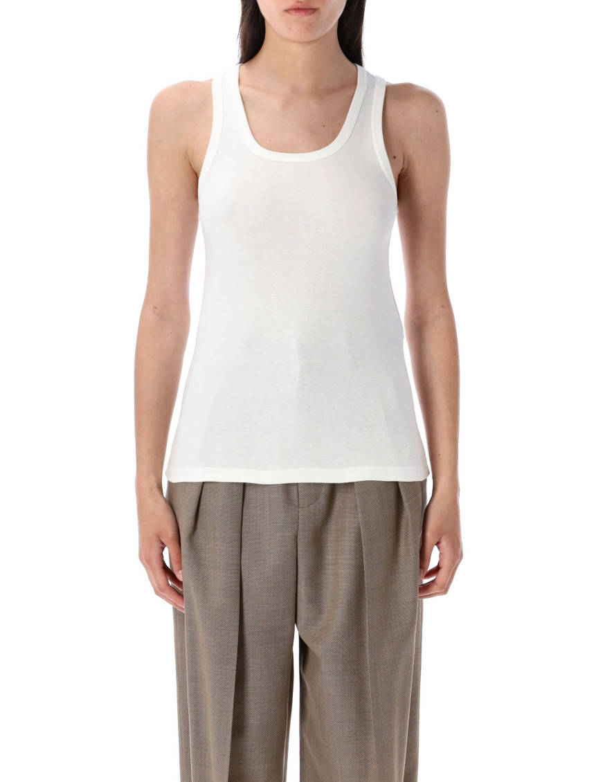 Saint Laurent White Cassandre Tank Top In White