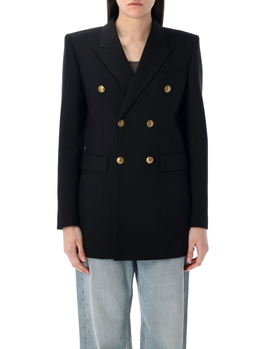 Saint Laurent Double-breasted Wool Jacket Notched Lapels