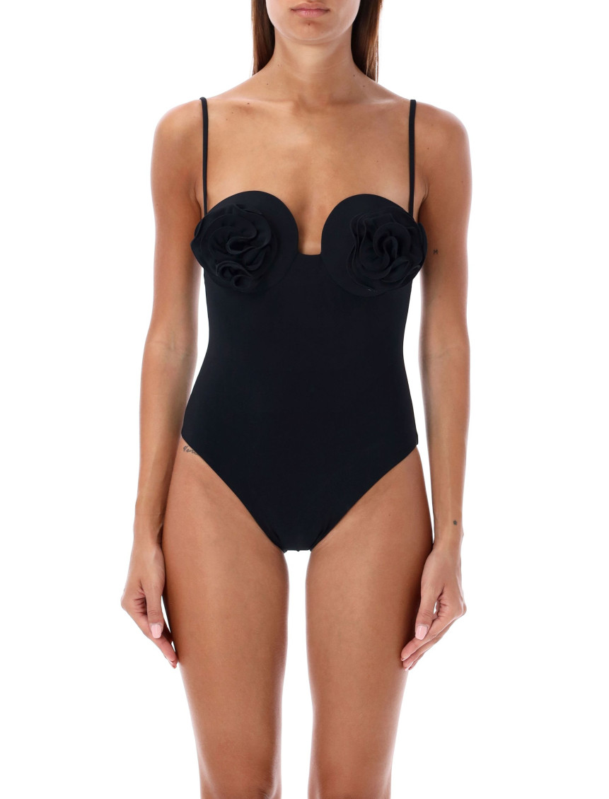 Magda Butrym Thin Shoulder Strap One-piece Swimsuit In Black