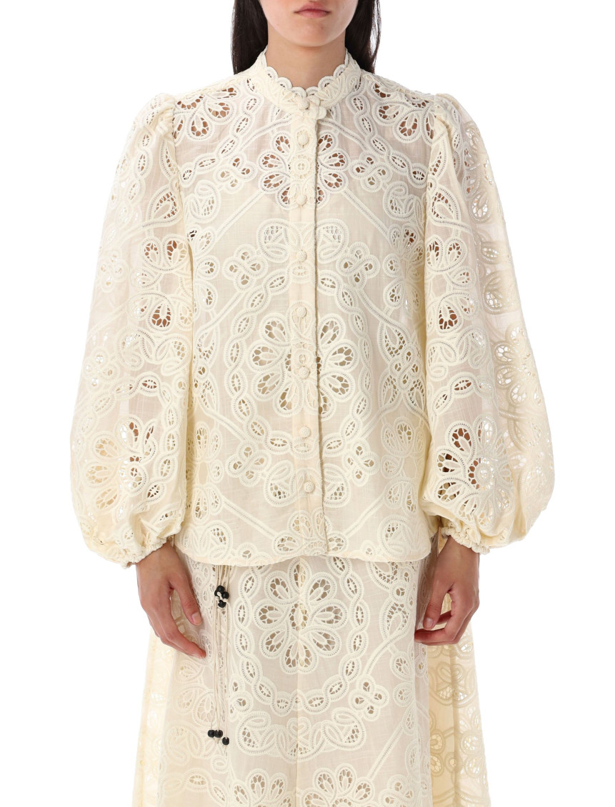 Zimmermann Cotton Rhiannon Embroidered Blouse In Neutral