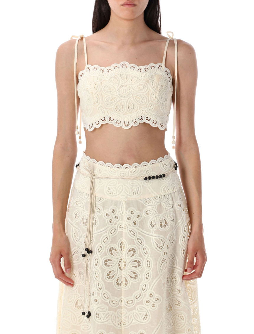 Zimmermann Off White Cropped Top In Neutral