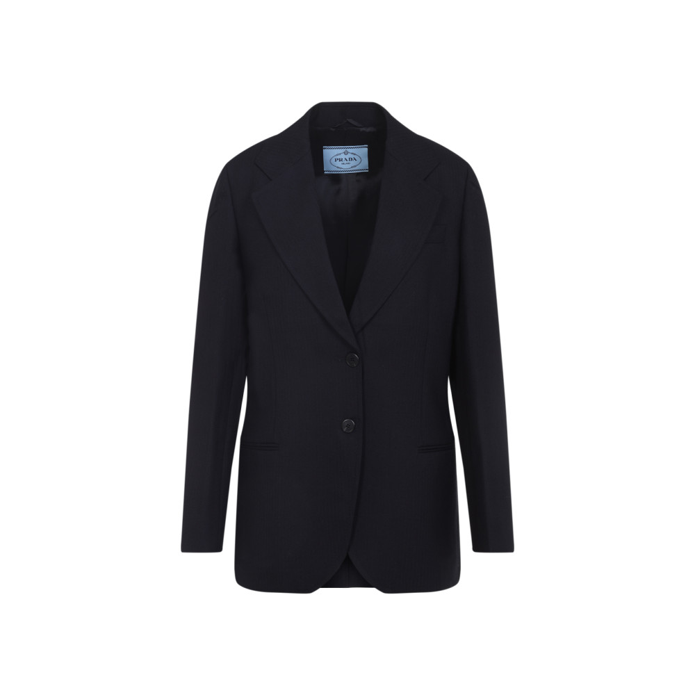 Prada Wool Jacket Notched Collar In Black