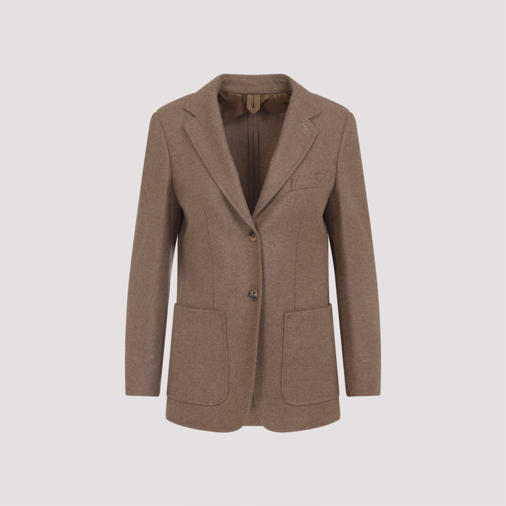 Max Mara Alpaca Cashmere Camel Yak Tailored Jacket In Brown