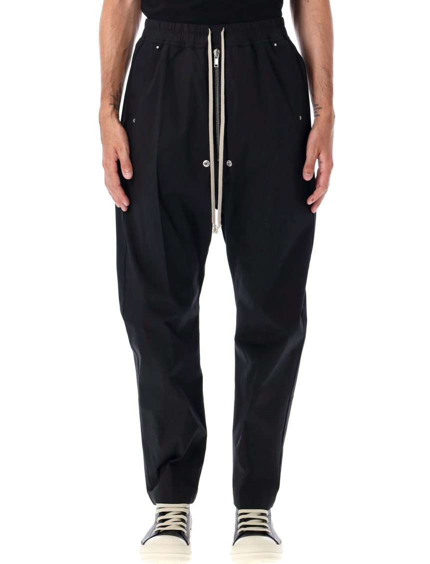 Rick Owens Bela Drawstring Button Trousers In Black