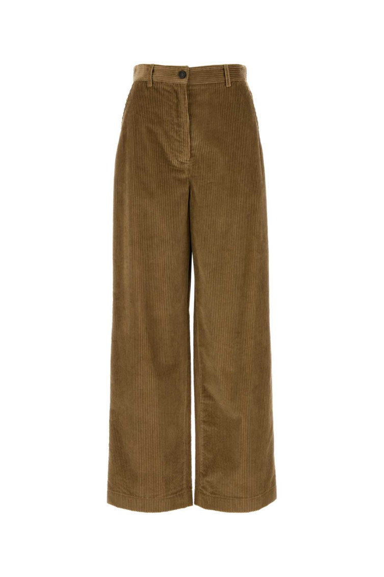 Miu Miu Wide Leg Corduroy Trousers With Belt Loops In Brown