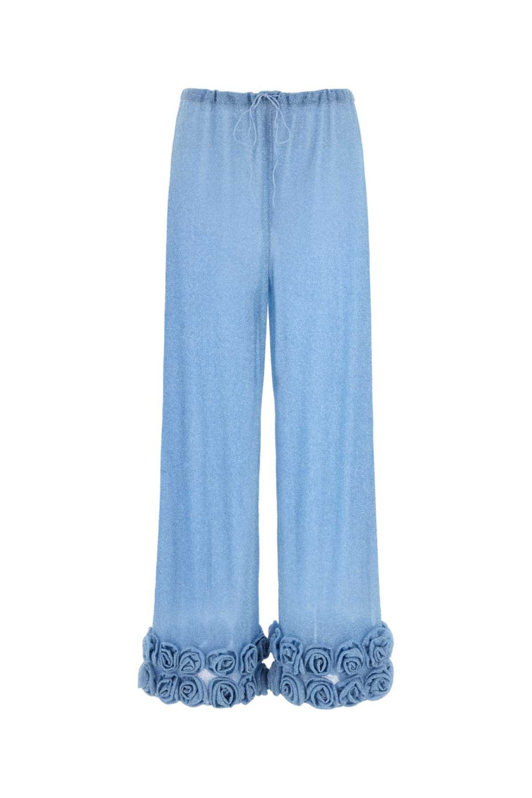 Oseree Pant Wide-leg Floral Embellishments In Blue