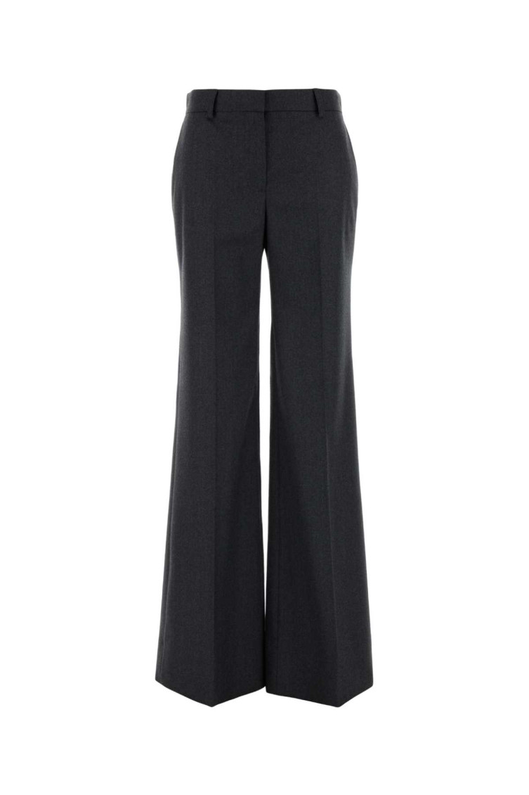 Stella Mccartney Shiny Wide Leg Trousers With Belt Loops In Gray