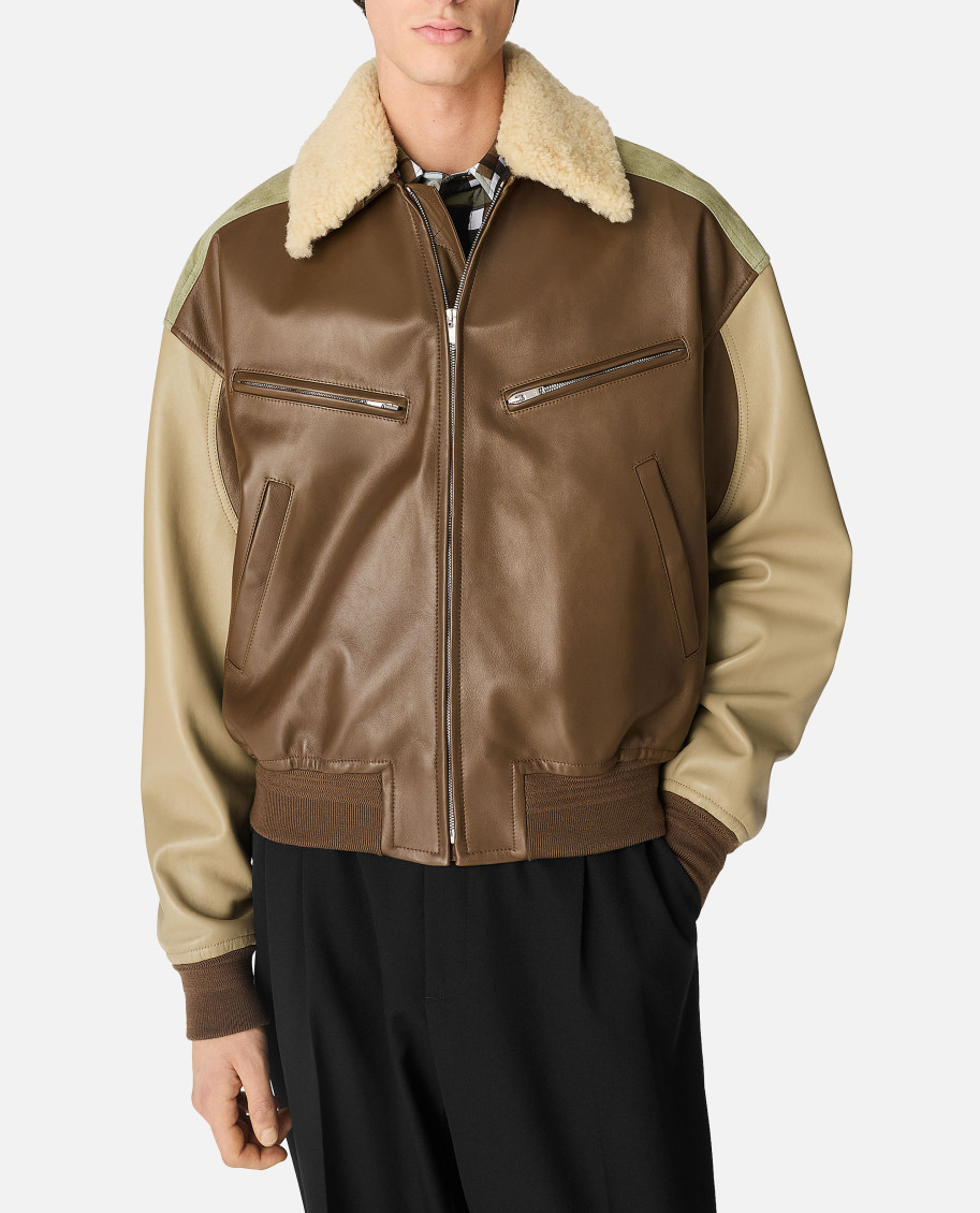 Bottega Veneta Multicolor Leather Bomber Jacket In Multi