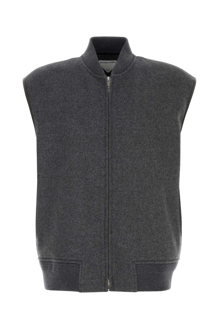 Bottega Veneta Gilet In Lana Grigio Scuro Uomo In Gray