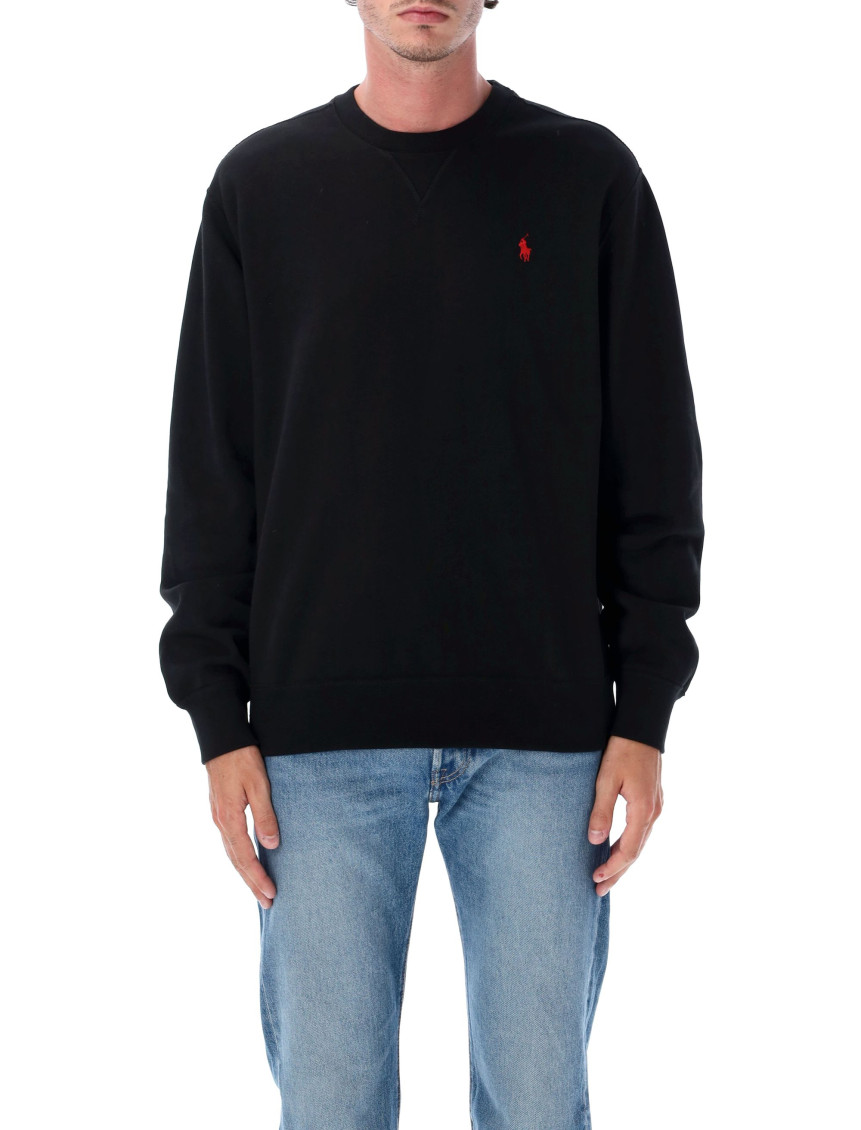 Ralph Lauren Black Cotton Crewneck Pullover In Black