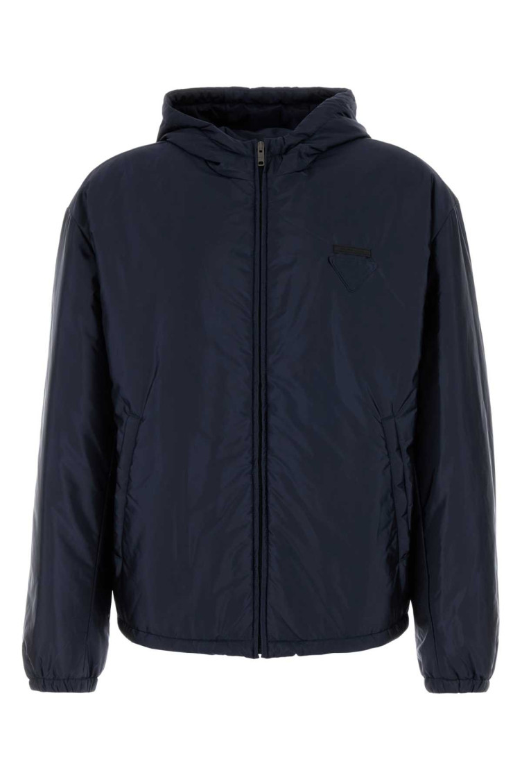 Prada Giubbino Imbottito In Re-nylon Blu Navy Uomo In Blue